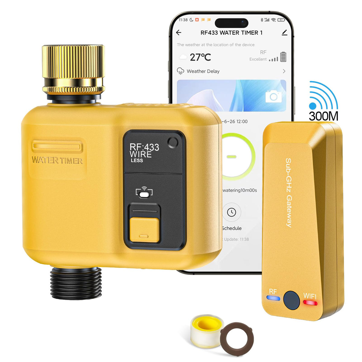 Shrievee WiFi water timer control panel enables remote scheduling and voice control.