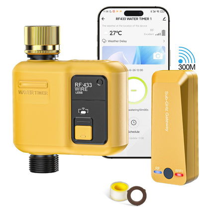 Shrievee WiFi water timer control panel enables remote scheduling and voice control.
