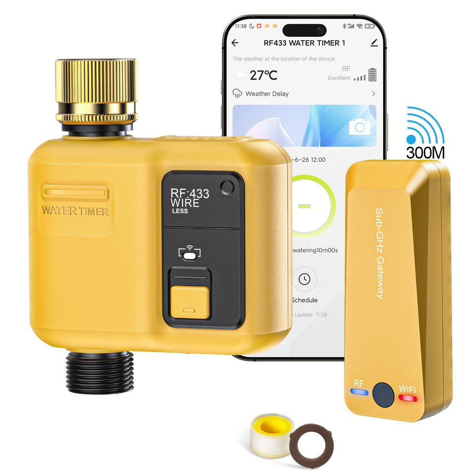 Shrievee WiFi water timer control panel enables remote scheduling and voice control.