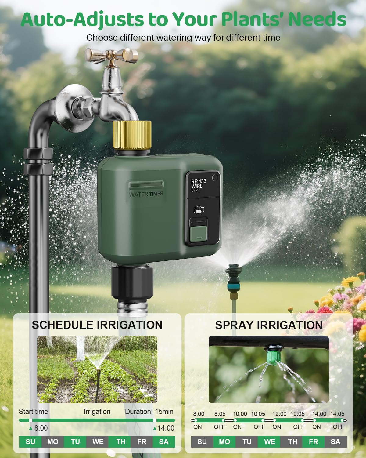 Shrivee wifi water timer brass inlet supports outdoor durability.
