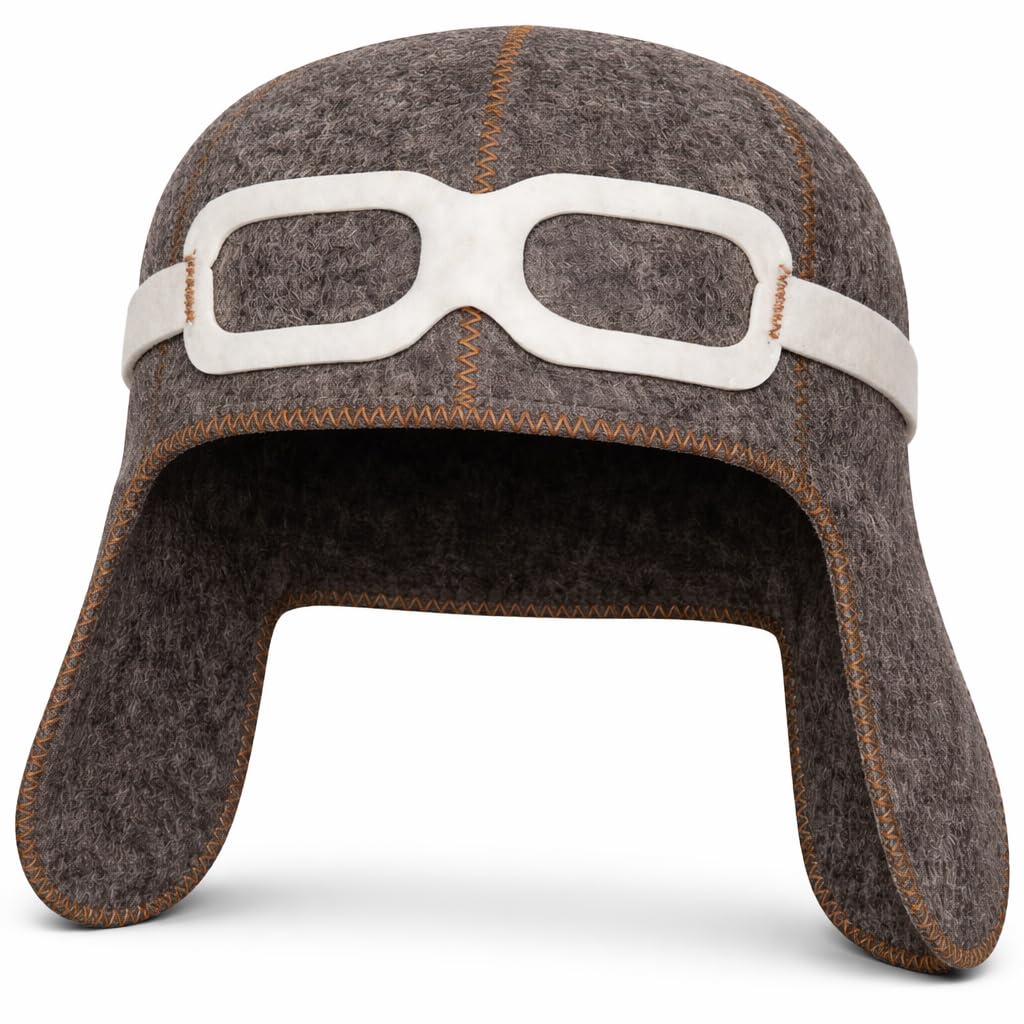 SHSH Pilot Sauna Hat in aviator wool protects hair during heat sessions