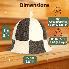 SHSH sauna hat worn on head showing unisex design