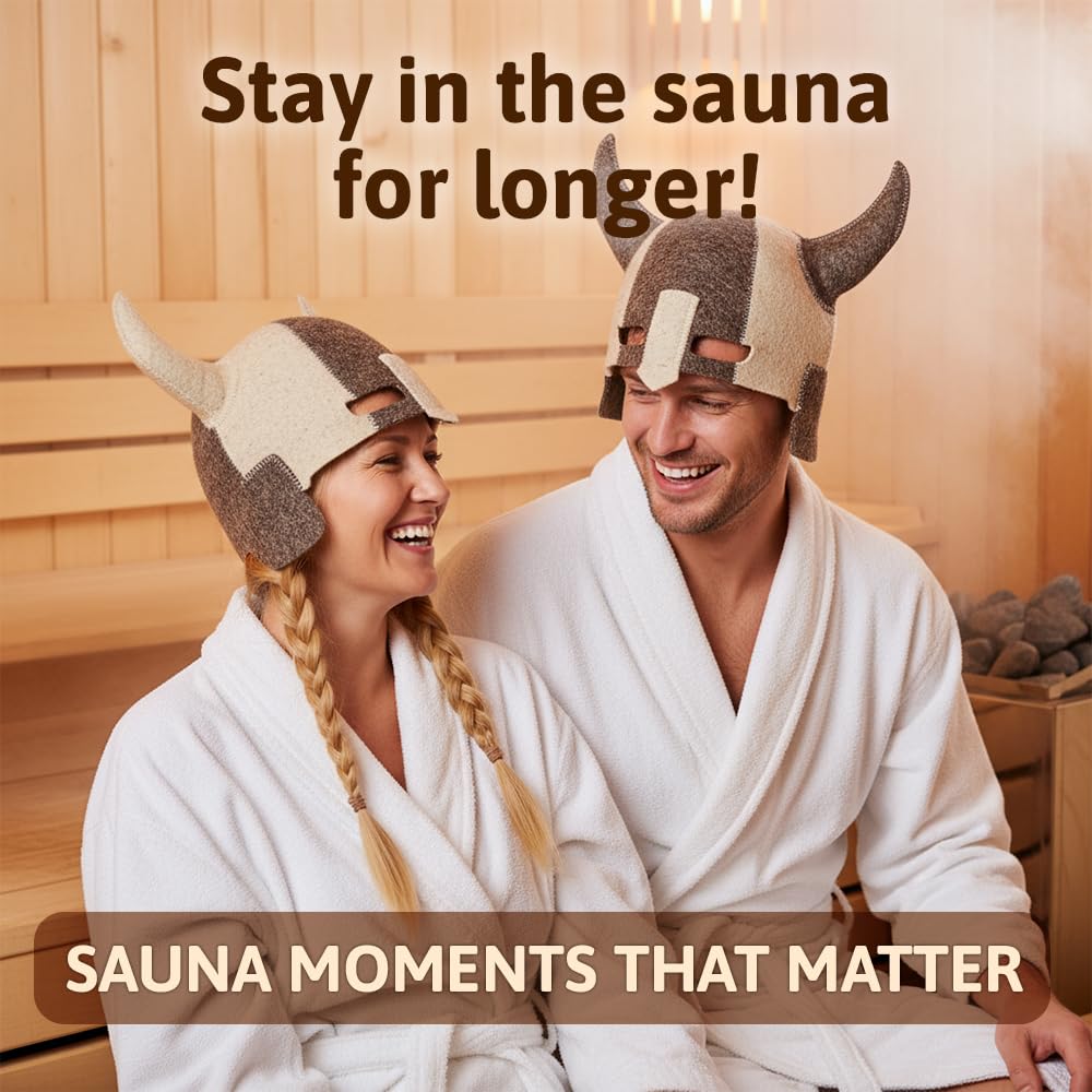 SHSH Knight hat in sauna use demonstrating head cooling