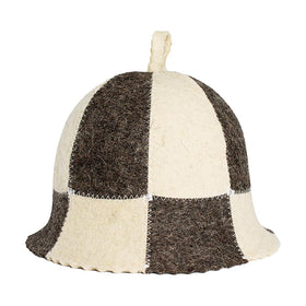 SHSH wool sauna hat beige checkered pattern for unisex use