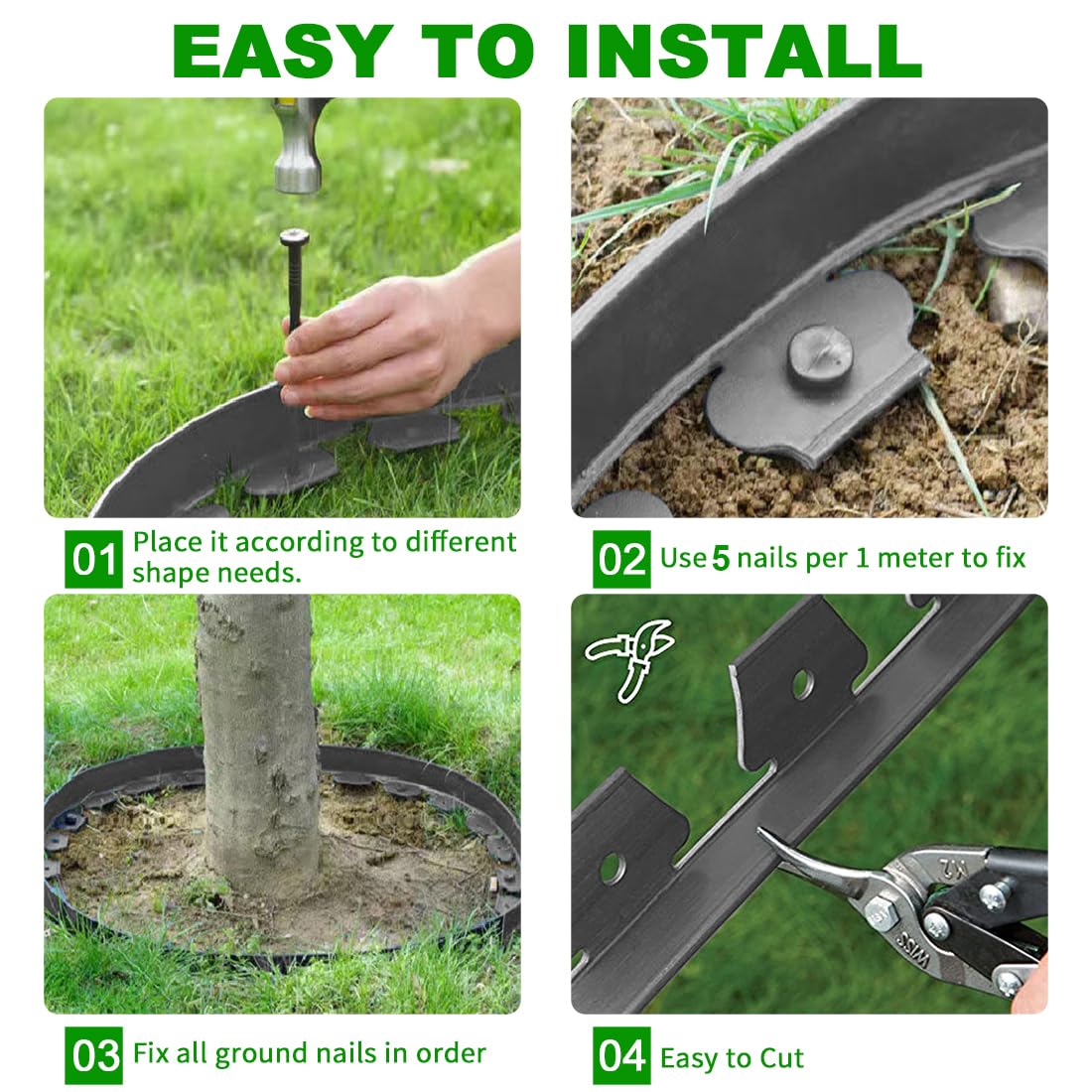 Shsyue edging kit with 50 nylon spikes for durable anchoring