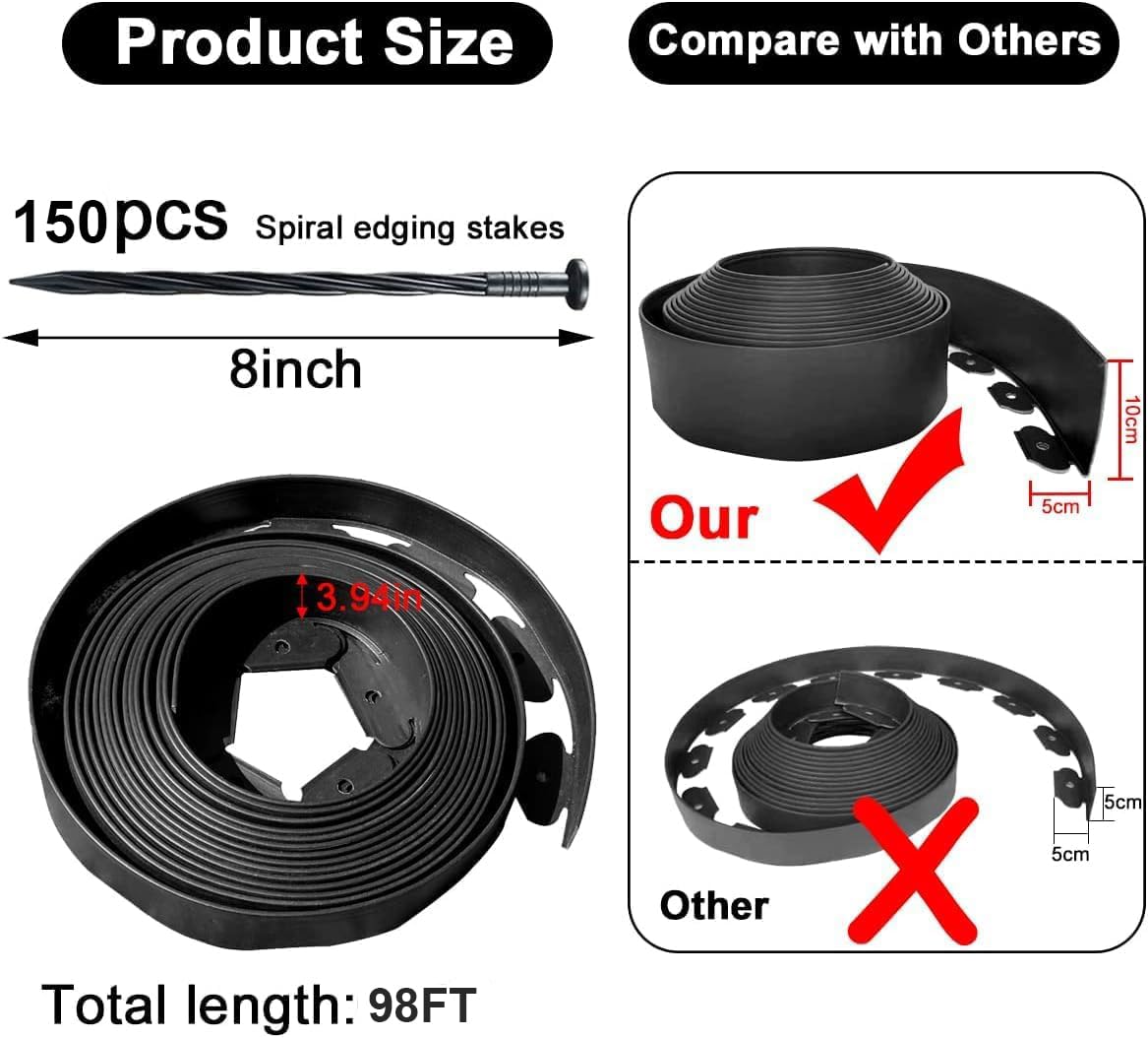 Shsyue garden border with 150 nylon spiral stakes for durable, rust-free setup.
