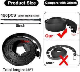 Shsyue garden border with 150 nylon spiral stakes for durable, rust-free setup.