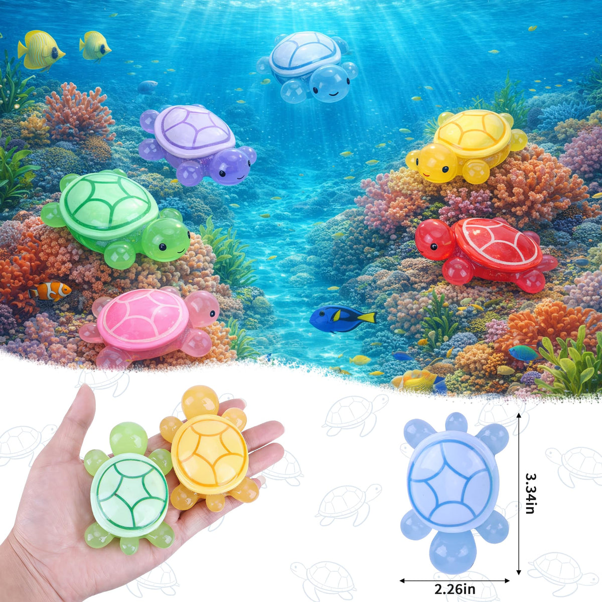 ShtNeeg glow-turtle-set-06 colorful turtle accessory for party decor and gift bags