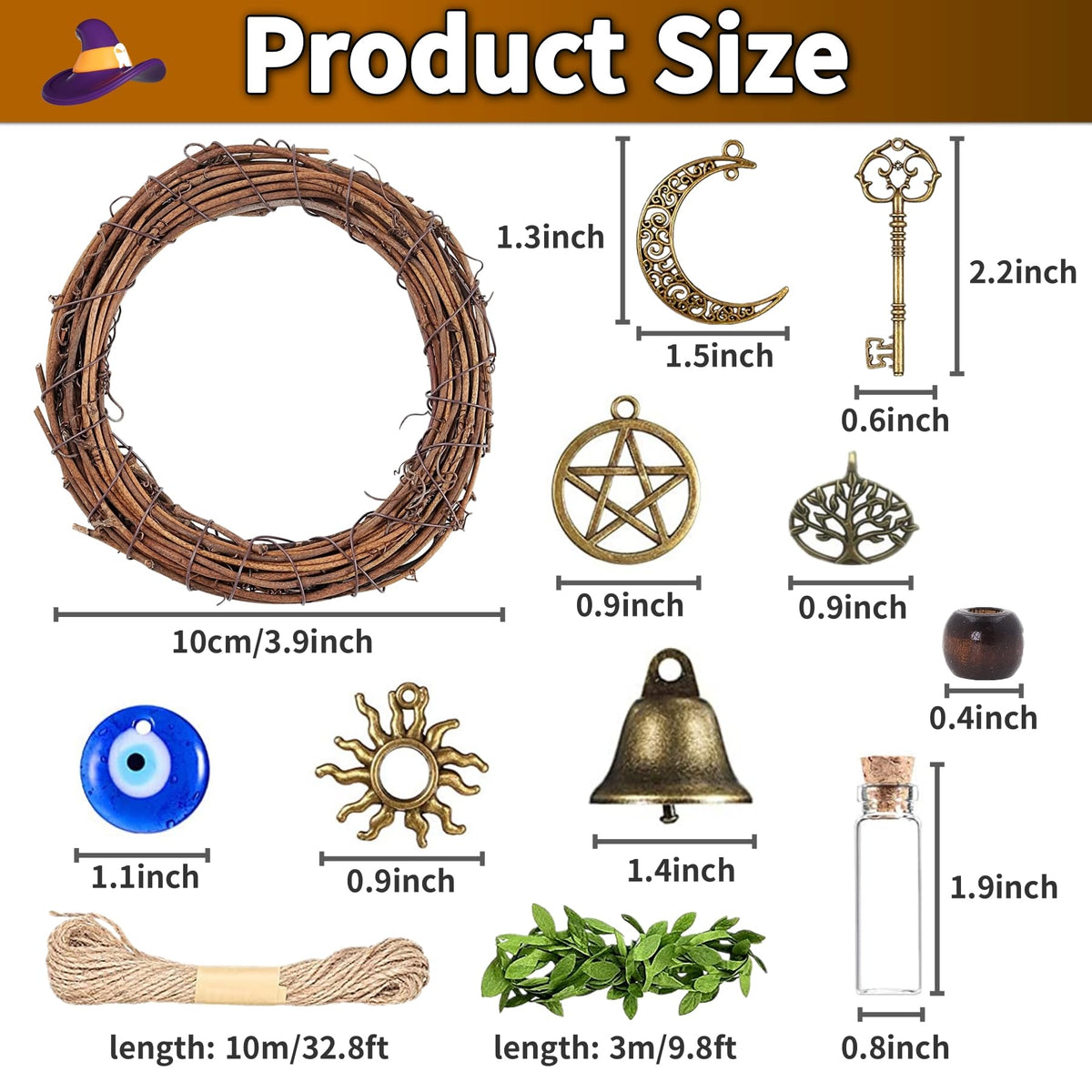 SHUANGART Witch Bells Kit: metal pendants for unique decor accents