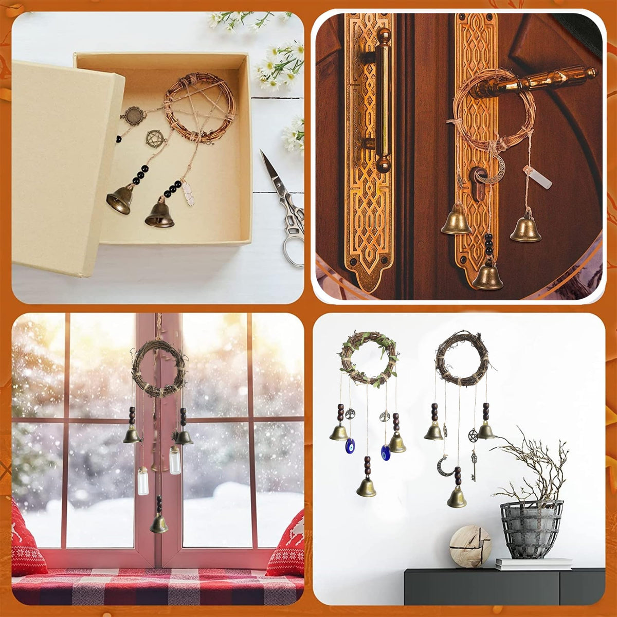 SHUANGART Witch Bells Kit: jute twine and ribbon for versatile hanging options