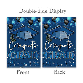 ShuanQ Congrats Grad flag features bold black and blue typography for festive atmosphere.