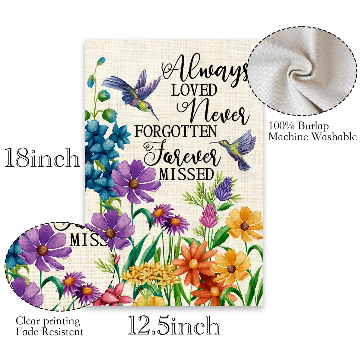 ShuanQ linen memorial flag closeup highlights durable fabric for weatherproof remembrance.