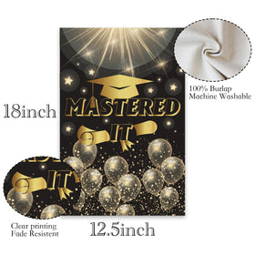 ShuanQ Mastered It garden flag back view displays double-sided design and festive colors.