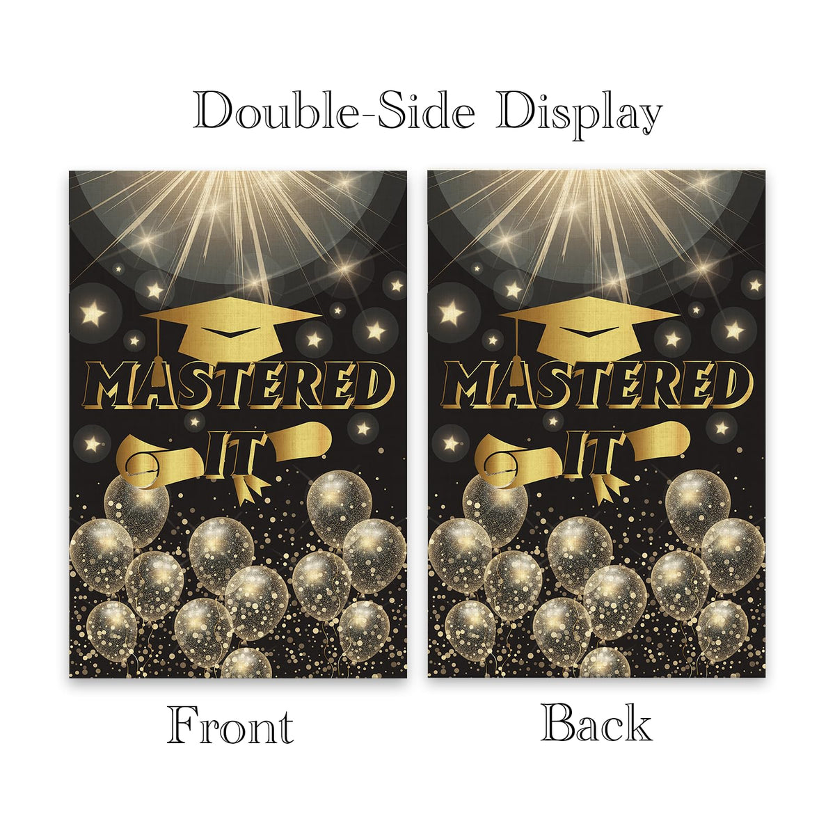 ShuanQ Mastered It flag burlap texture highlights durable, reusable outdoor decor.