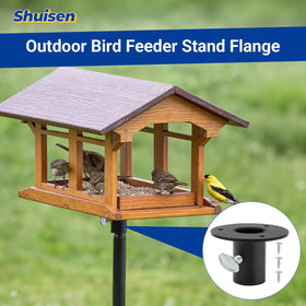 Outdoor setup with Shuisen flange on a bird feeder stand