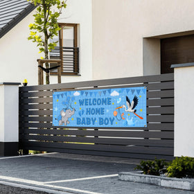 Shuitouk blue elephant motif banner suitable for baby showers