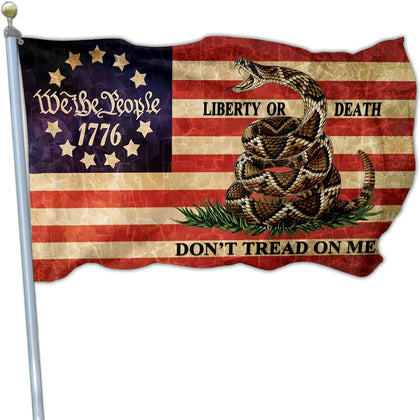 Shuitouk Dont Tread on Me flag 3x5 outdoor with waterproof coating for lasting color