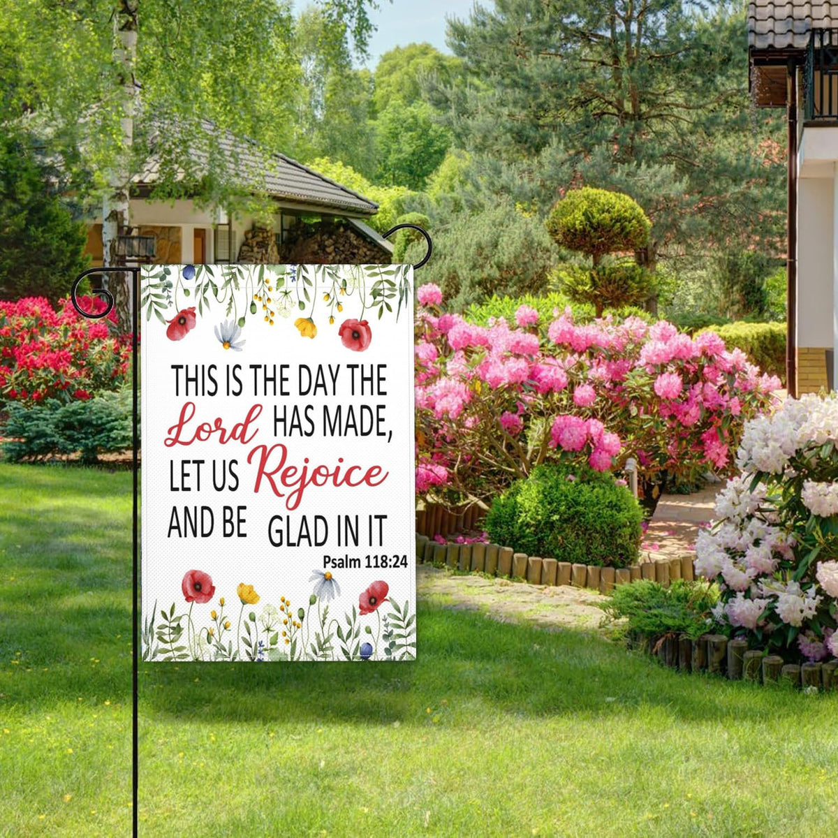 Shuitouk Double-Sided Christian Garden Flag ensures legible text from both directions