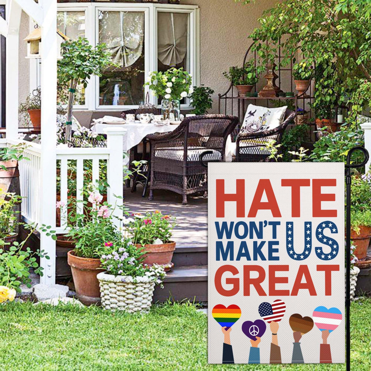 Shuitouk equality garden flag highlights kindness and diversity in your outdoor space.
