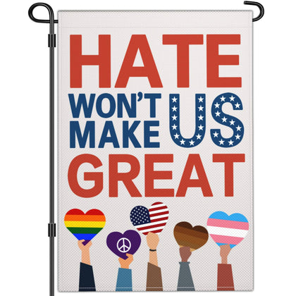 Shuitouk hate won't make us great flag, 12x18, double-sided for high visibility outdoors.