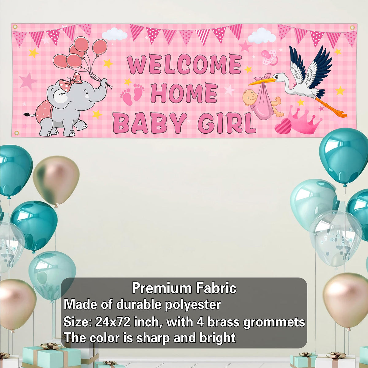 Shuitouk single-sided welcome banner displays crisp front print.