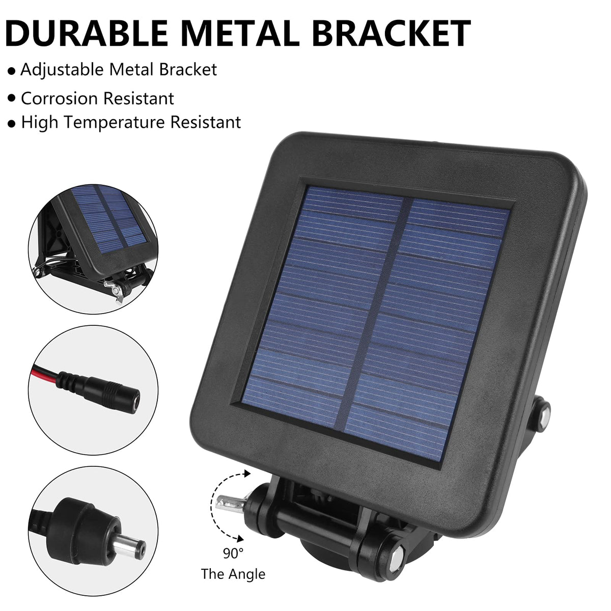 Shumi solar panel with alligator clip enables safe, quick battery charging.