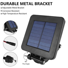 Shumi solar panel with alligator clip enables safe, quick battery charging.