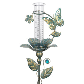 Shumi rain gauge butterfly design with clear glass tube for easy rainfall readings.