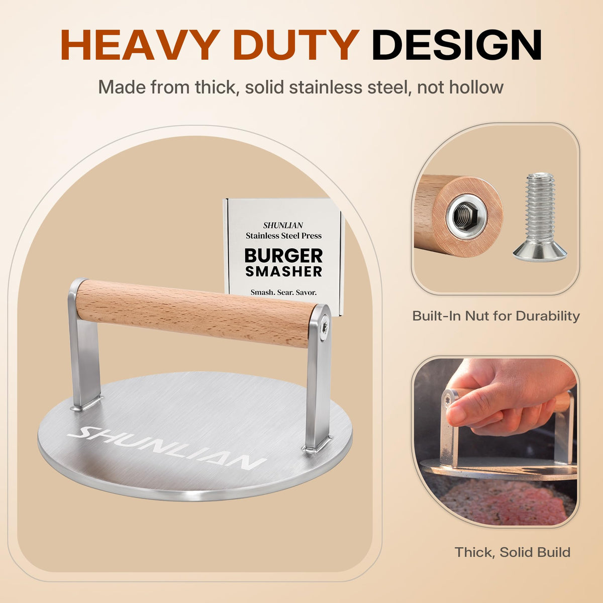 SHUNLIAN kitchen tool for burgers, steaks, and paninis on grill