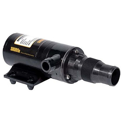 SHURFLO macerator pump side view shows run-dry reliability for RV sanitation