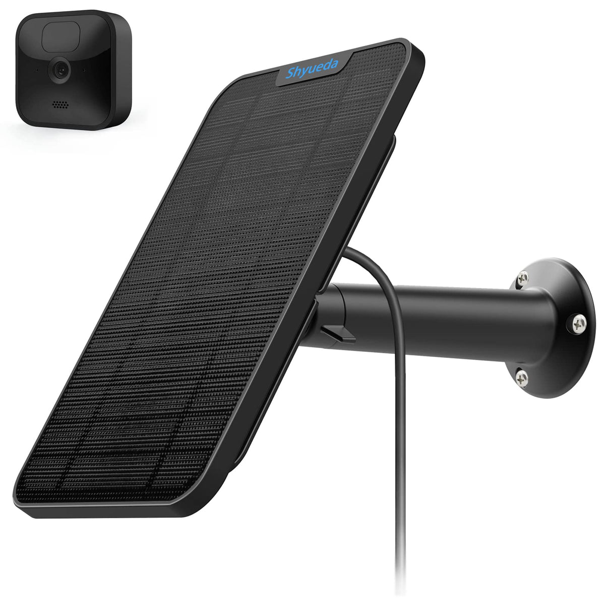Shyueda 4W solar panel on-wall mount powering Blink camera reliably