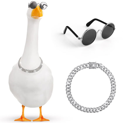 Shyyween chain collar and sunglasses on porch goose for a charming garden centerpiece