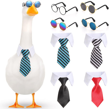 Shyyween goose outfit with tie and sunglasses enhances lawn decor.