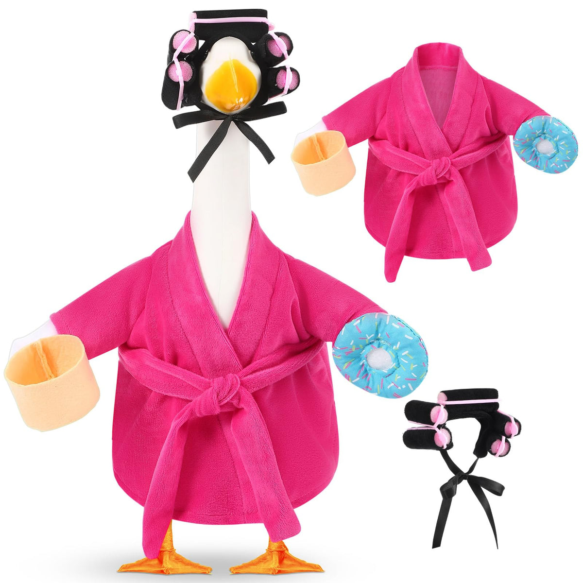 Shyyween lady goose outfit bathrobe in pink for 17-inch lawn geese