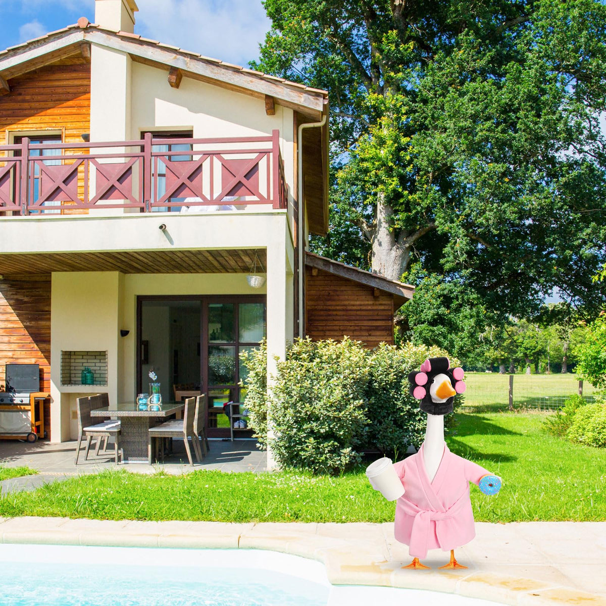 Shyyween pink bathrobe for 23-inch geese suits outdoor statues.