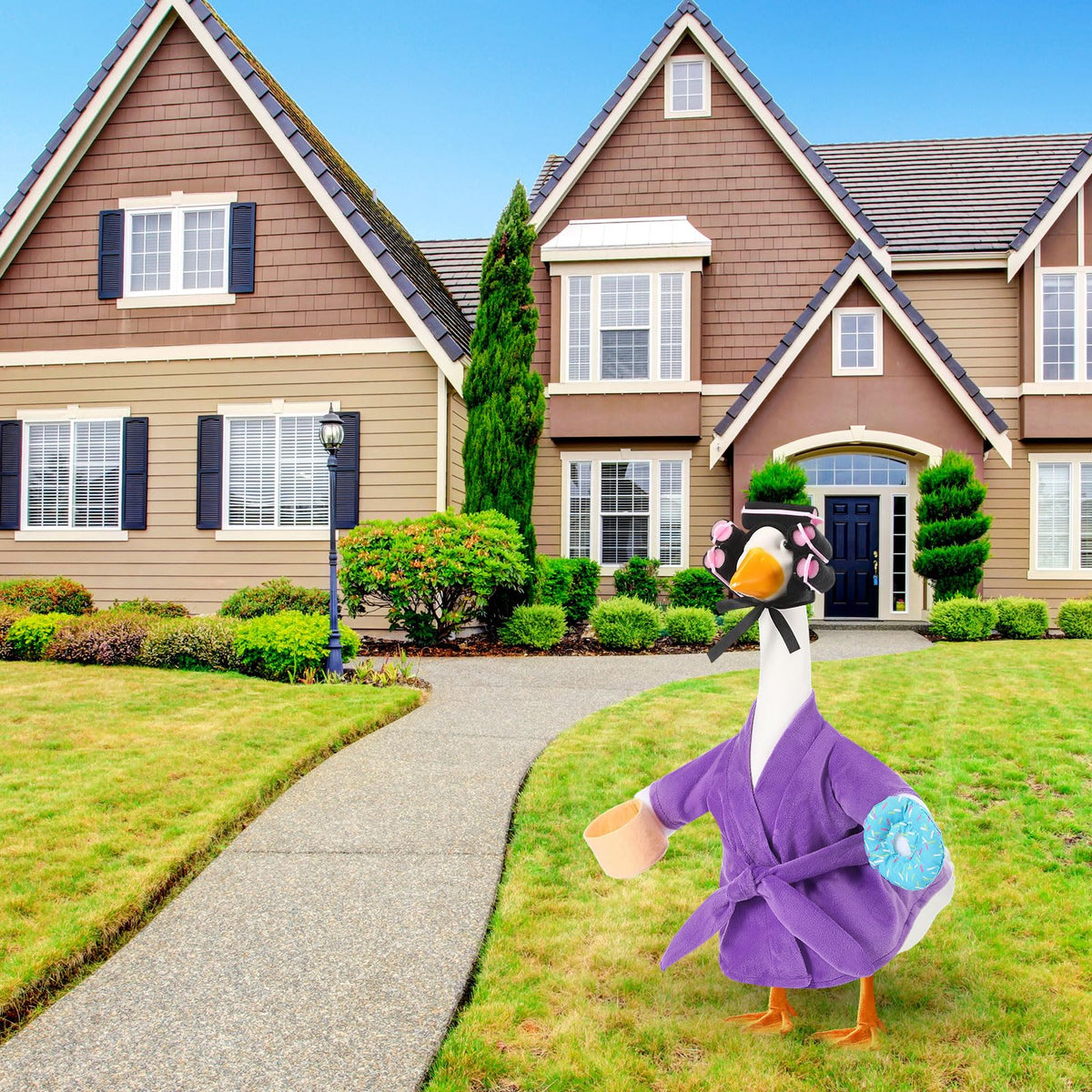 Shyyween Goose Outfit purple fabric creates eye-catching garden charm