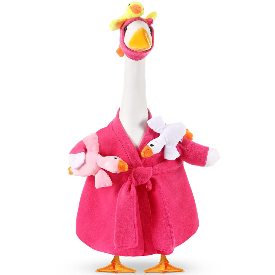 Shyyween mommy goose outfit bathrobe on a 23-inch statue for outdoor charm.