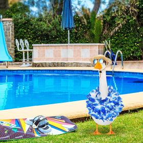 Shyyween blue goose outfit fitting a standard 23-inch lawn goose
