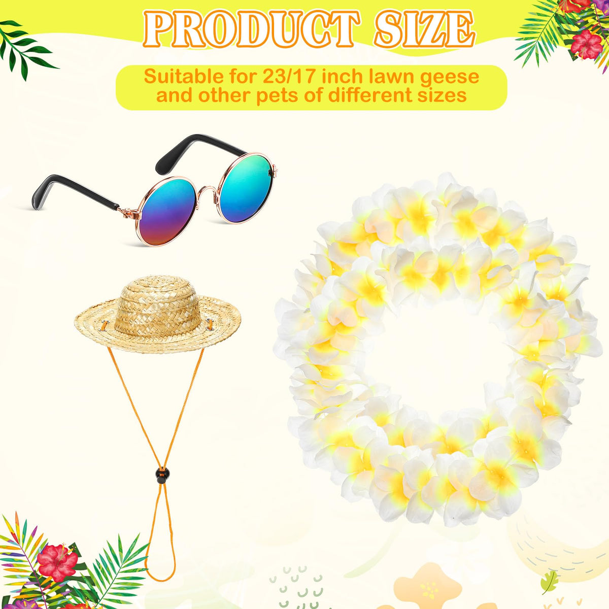 Shyyween Summer Porch Goose Outfit Hawaiian lei enhances festive vibe for garden statues