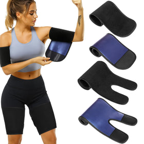 Shyyween thigh wrap 75x19 cm in black and blue for workout heat and support