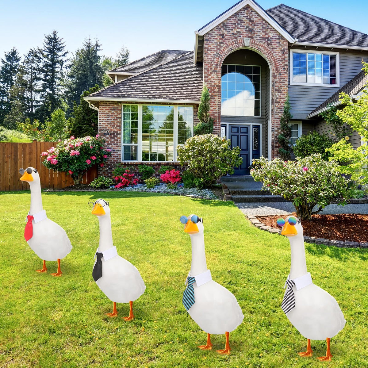 Shyyween goose outfit fits 17-inch and 23-inch plastic geese.