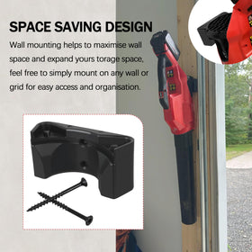 Garage organization with Sialvnd M-18 bracket for clutter reduction