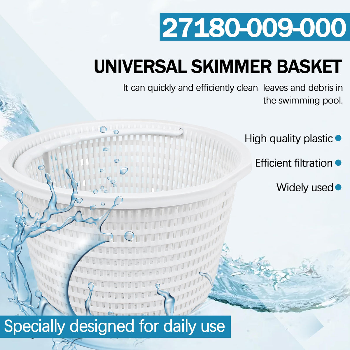 Sialvnd skimmer basket top handle enables easy lifting for quick maintenance.