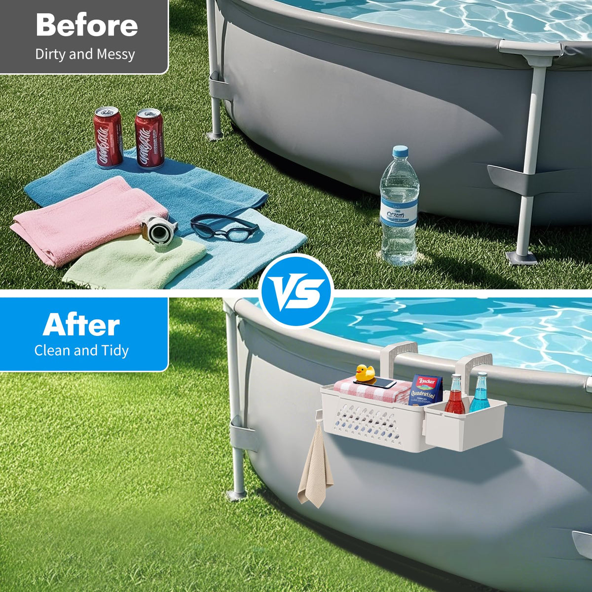 Sibada anti-slip bars keep baskets stable on pool wall during windy days.
