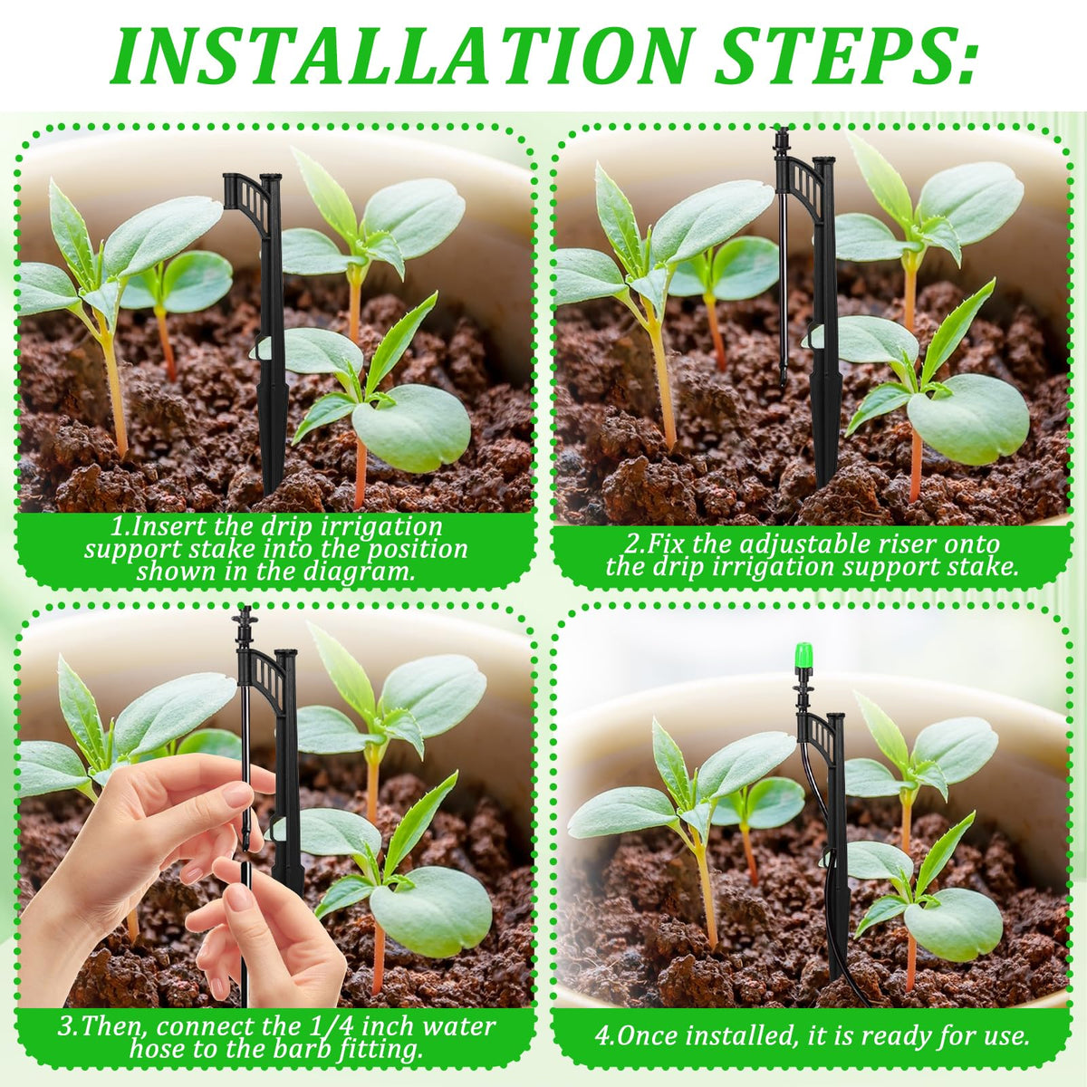 Durable black plastic stake resists sun and rain for outdoor gardens.