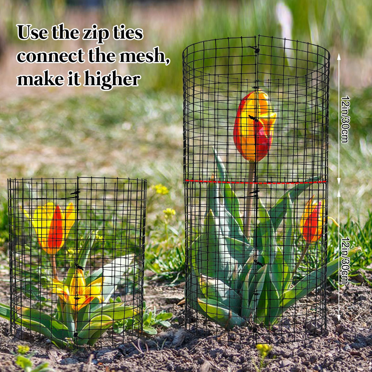 Fine metal mesh blocks rabbits and other critters from young plants