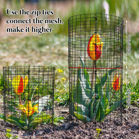 Fine metal mesh blocks rabbits and other critters from young plants