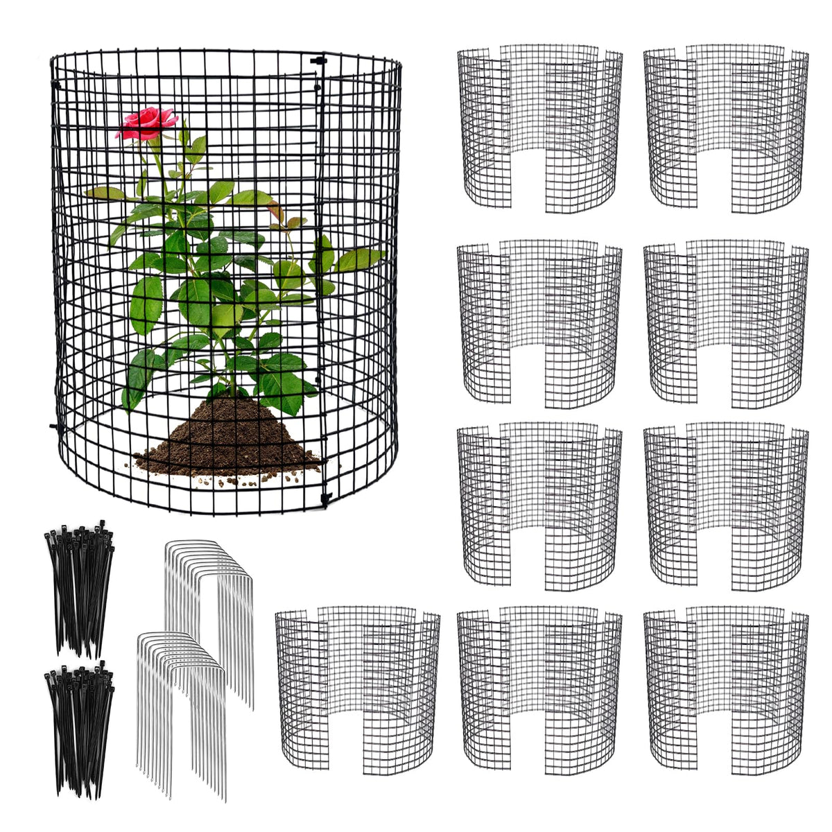 Sibosen round cage being assembled to protect seedlings