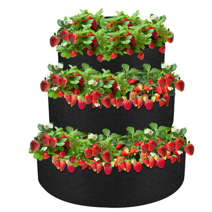 Sibosen 3-tier strawberry planter, 24-inch stack for balcony growing.