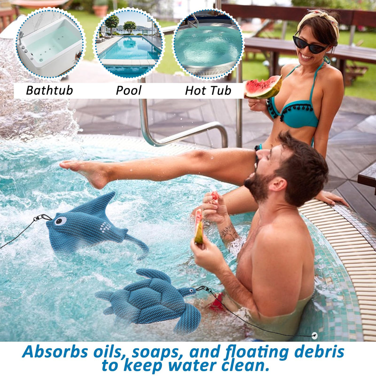 Sibosen turtle-devilfish design absorber shown in spa use
